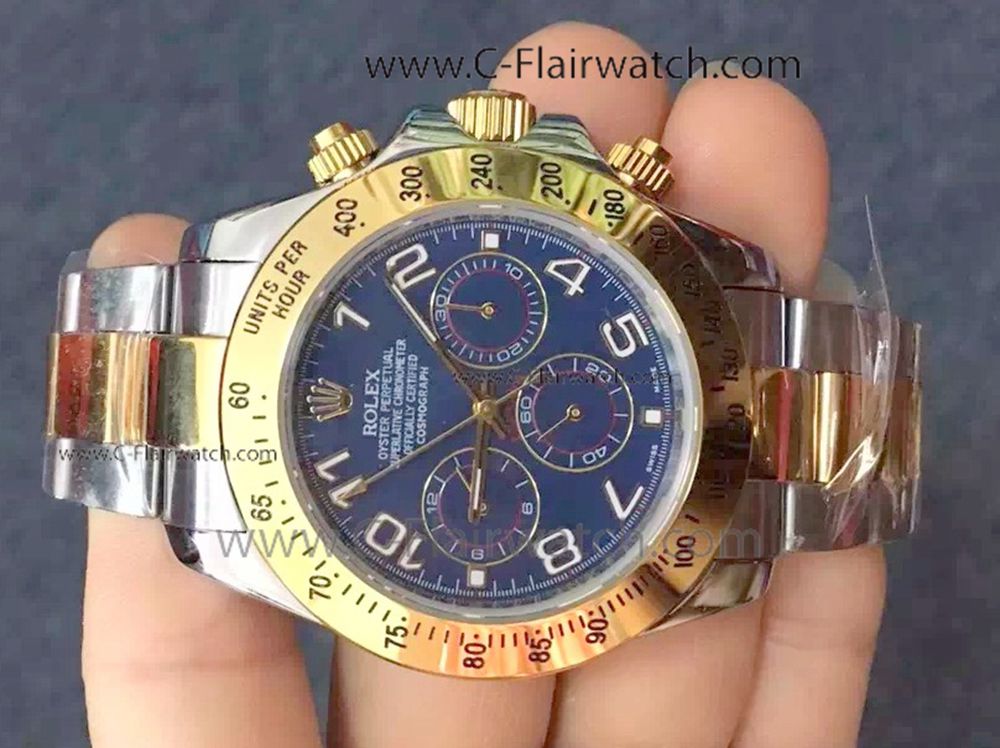 Copy Rolex Cosmograph Daytona 2-Tone Blue Dial Watch